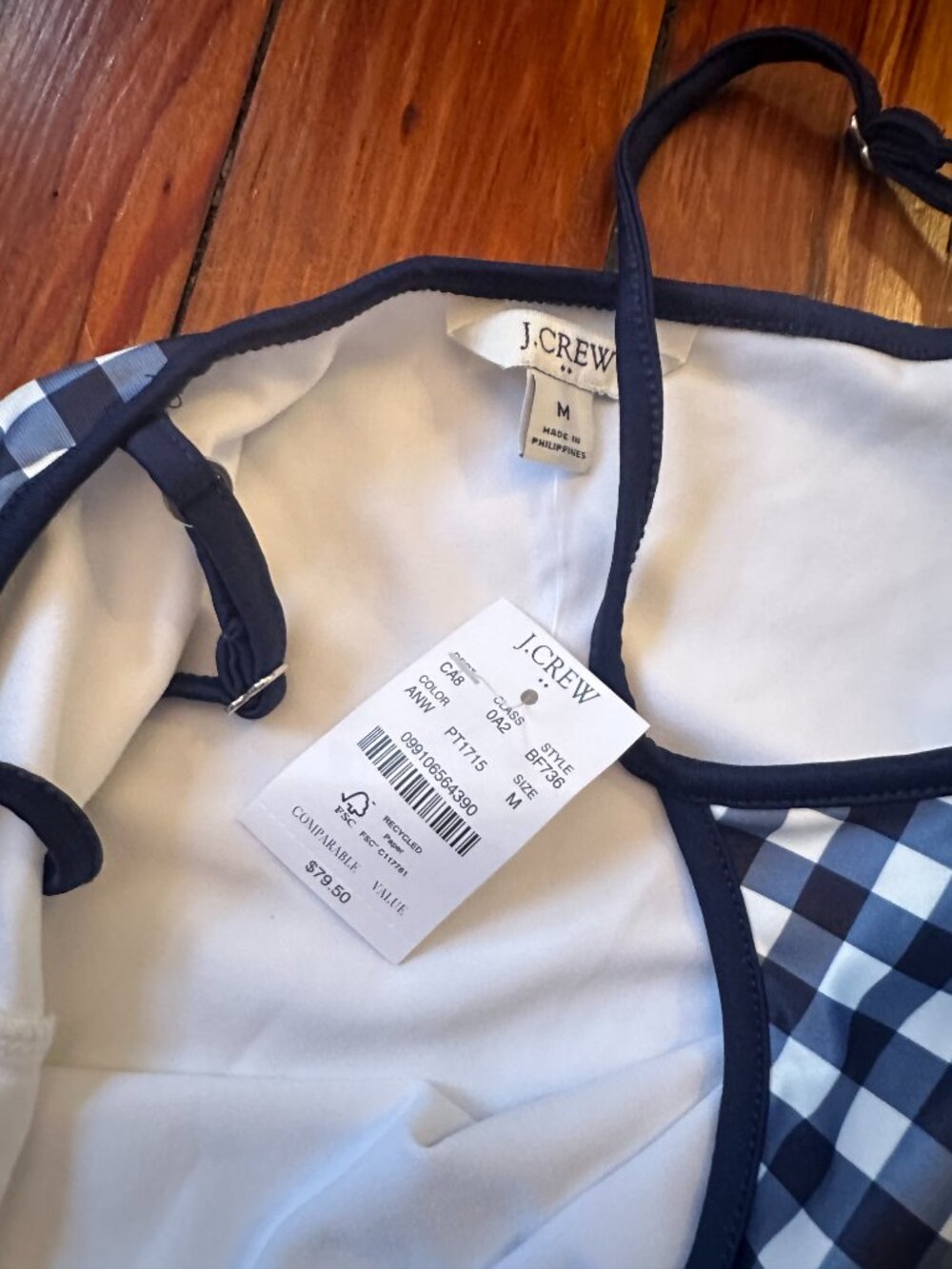 NWT J. Crew Factory Navy and White Gingham Active Dress - Picture 5 of 6